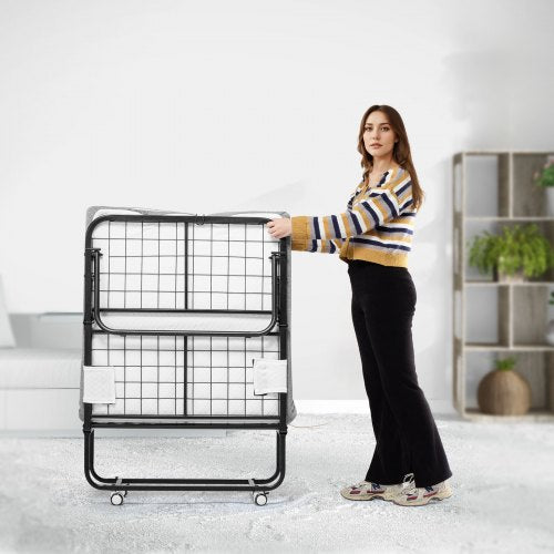 Rollaway Bed 31 in x 75 in Folding Bed with 4 in Mattress Twin Size