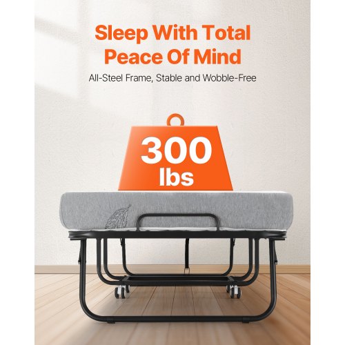 Rollaway Bed 31 in x 75 in Folding Bed with 5 in Mattress Twin Size