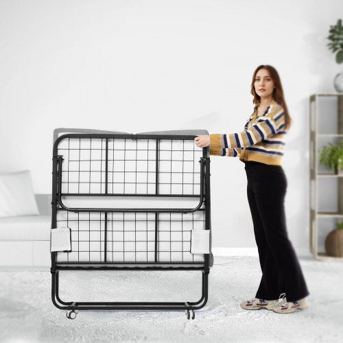 Rollaway Bed 38 in x 75 in Folding Bed with 4 in Mattress Twin Size