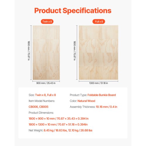 Full Size Bunkie Board 0.4 in Foldable Bed Board Slats with Connection