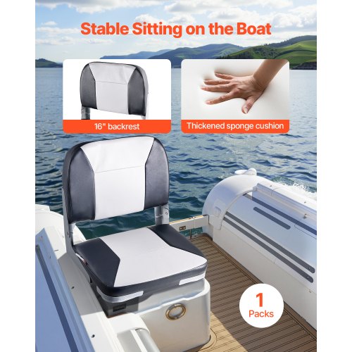 Boat Seat Low Backrest Folding Fishing Boat Seat with Thickened Sponge