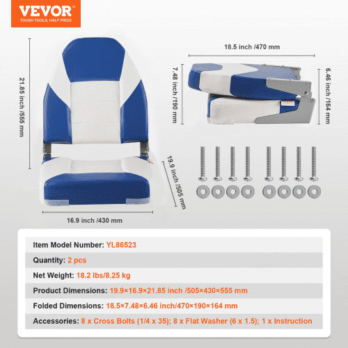 Boat Seats 2185 High Back Boat Seat Folding Boat Chair with Thickened