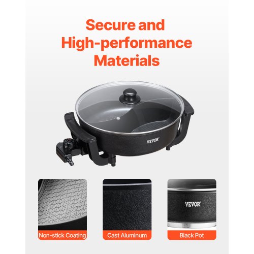 Electric Hot Pot 1360W 5 L Doubleflavor Shabu Shabu Pot NonStick