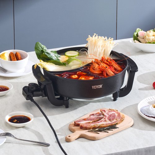 Electric Hot Pot 1360W 5 L Doubleflavor Shabu Shabu Pot NonStick