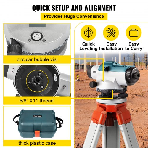Automatic Optical Level 26X Optical Auto Level Kit High Precision