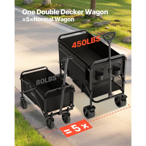 Double Decker Wagon Collapsible 400L Heavy Duty Folding Wagon Cart