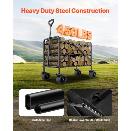 Double Decker Wagon Collapsible 400L Heavy Duty Folding Wagon Cart