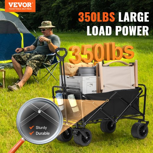 Collapsible Folding Wagon 3 cuft Beach Wagon Cart with AllTerrain Wheels