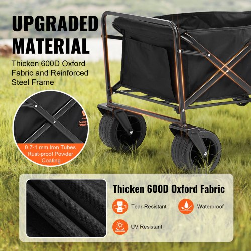 Collapsible Folding Wagon 3 cuft Beach Wagon Cart with AllTerrain Wheels