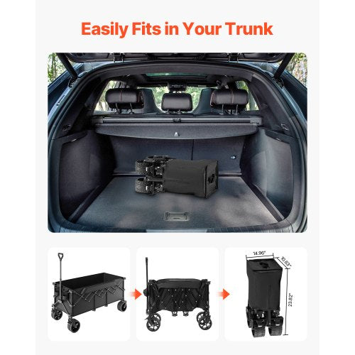Foldable Wagon with Extended Tailgate 450lbs 300L Large Capacity