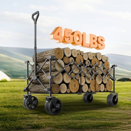Foldable Wagon with Extended Tailgate 450lbs 300L Large Capacity
