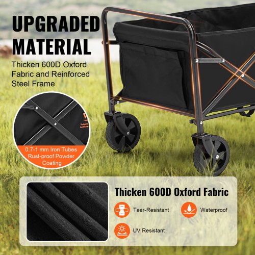 Collapsible Folding Wagon 2 cuft Grass Wagon Cart with AllTerrain 5in