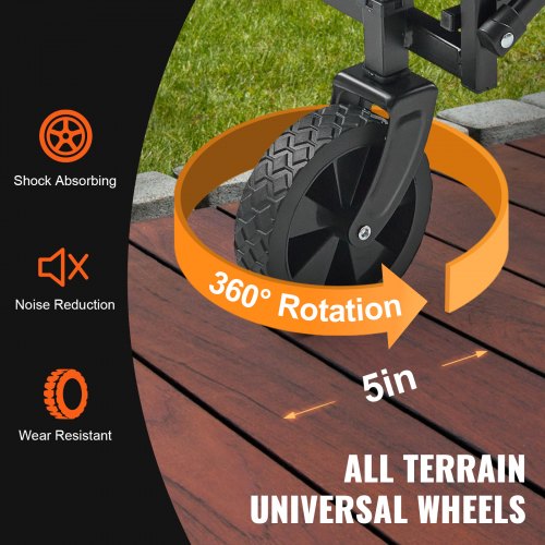Collapsible Folding Wagon 2 cuft Grass Wagon Cart with AllTerrain 5in