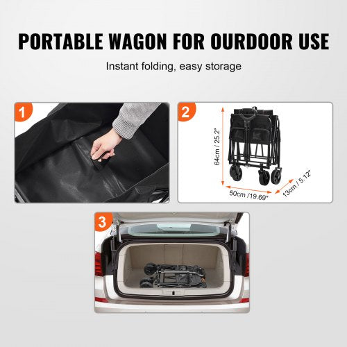 Collapsible Folding Wagon 2 cuft Grass Wagon Cart with AllTerrain 5in