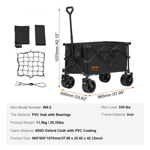 Collapsible Folding Wagon 220 L Beach Wagon Cart with AllTerrain Wheels