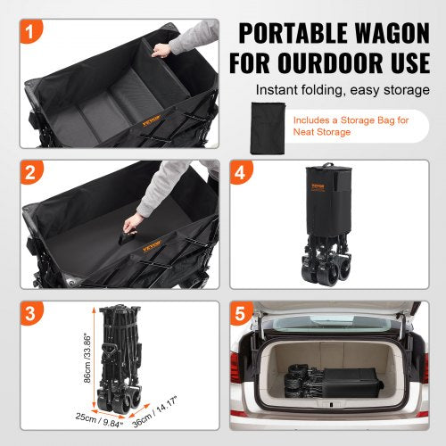Foldable Double Decker Wagon 400L Collapsible Wagon Cart with AllTerrain