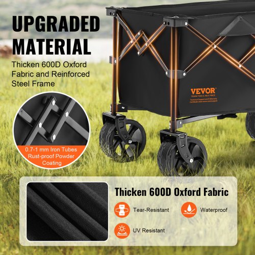 Collapsible Folding Wagon 113 L Beach Wagon Cart with AllTerrain Wheels