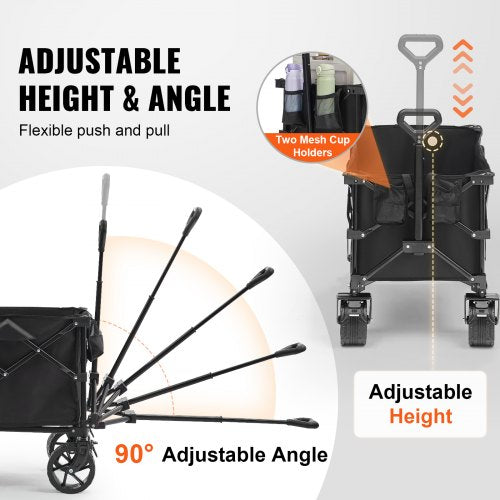 Collapsible Folding Wagon 113 L Beach Wagon Cart with AllTerrain Wheels