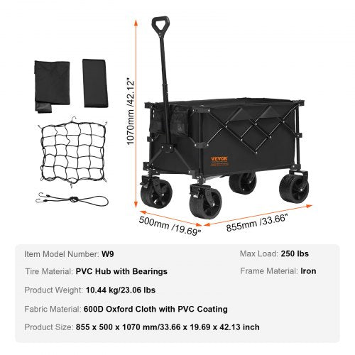Collapsible Folding Wagon 113 L Beach Wagon Cart with AllTerrain Wheels