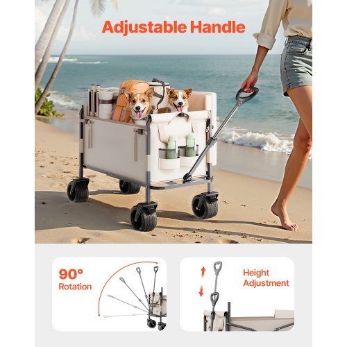 Collapsible Folding Wagon 550lb Load 220L 2 in 1 Foldable Wagon Cart