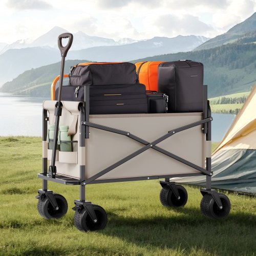 Collapsible Folding Wagon 550lb Load 220L 2 in 1 Foldable Wagon Cart