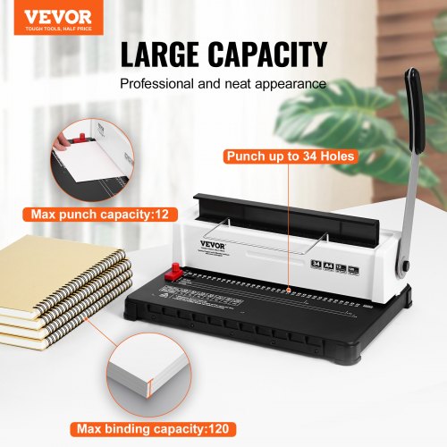 Coil Spiral Binding Machine Manual Book Maker 34Holes Binding 120 Sheets