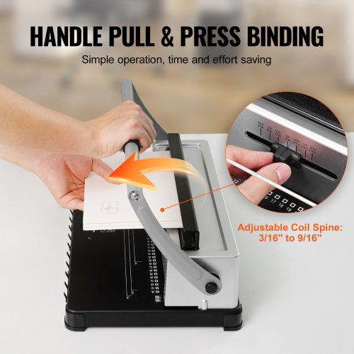 Coil Spiral Binding Machine Manual Book Maker 34Holes Binding 120 Sheets