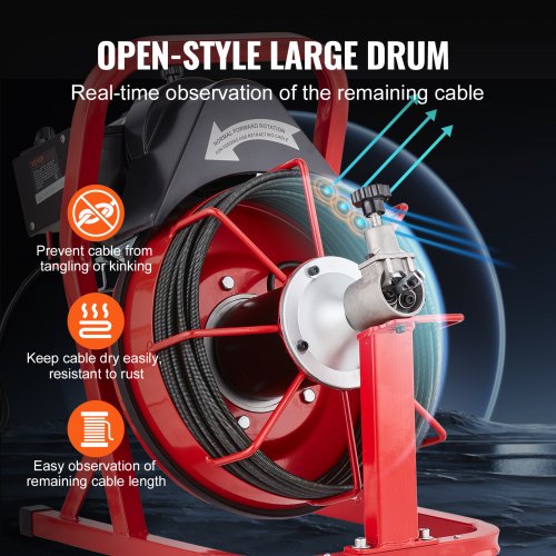 Drain Cleaner Machine 50FT x 310 Inch Auto Feed Sewer Snake Auger