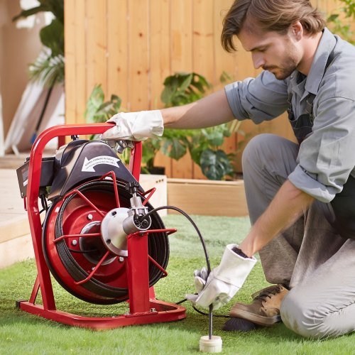 Drain Cleaner Machine 50FT x 310 Inch Auto Feed Sewer Snake Auger