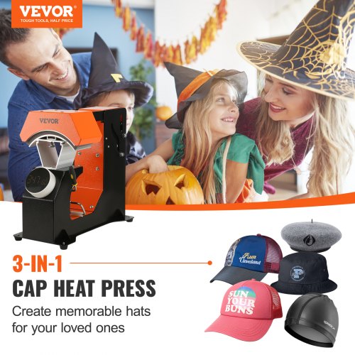3in1 Auto Hat Heat Press with 3pcs Interchangeable Platens66 x 27