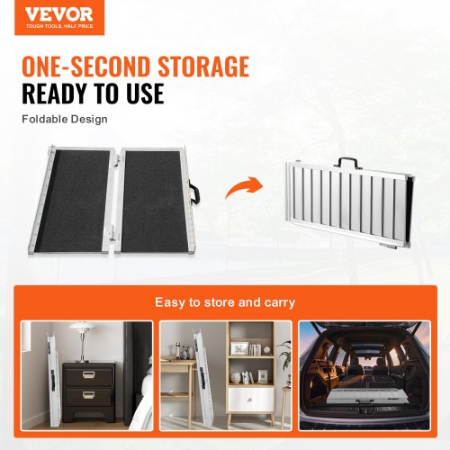 Portable Wheelchair Ramp 2 ft 800 lbs Capacity NonSlip Aluminum Folding