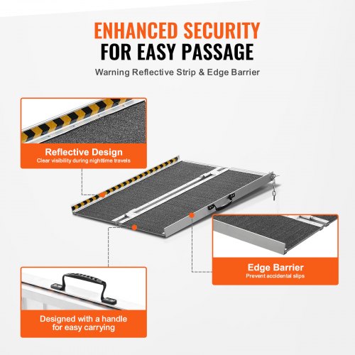 Portable Wheelchair Ramp 2 ft 800 lbs Capacity NonSlip Aluminum Folding