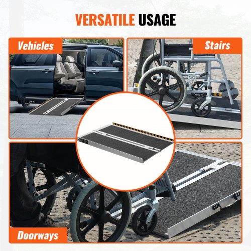 Portable Wheelchair Ramp 2 ft 800 lbs Capacity NonSlip Aluminum Folding