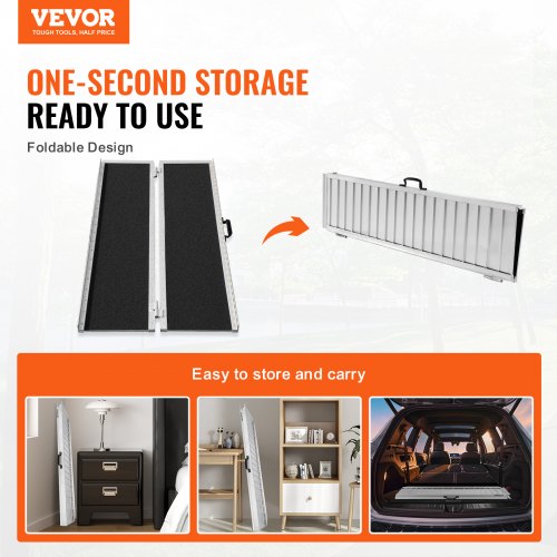 Portable Wheelchair Ramp 4 ft 800 lbs Capacity NonSlip Aluminum Folding