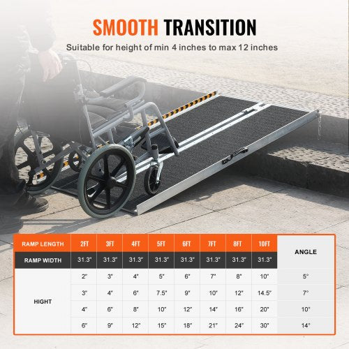 Portable Wheelchair Ramp 4 ft 800 lbs Capacity NonSlip Aluminum Folding