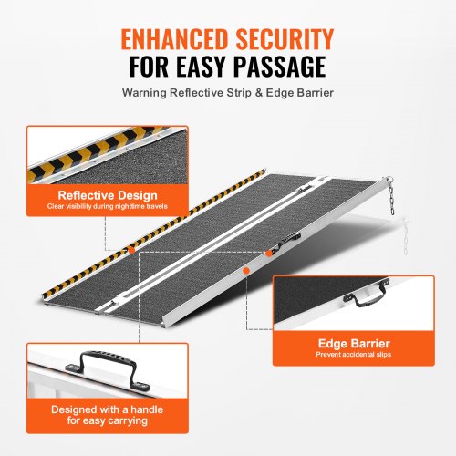 Portable Wheelchair Ramp 5 ft 800 lbs Capacity NonSlip Aluminum Folding