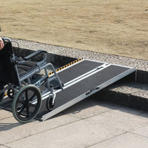 Portable Wheelchair Ramp 5 ft 800 lbs Capacity NonSlip Aluminum Folding