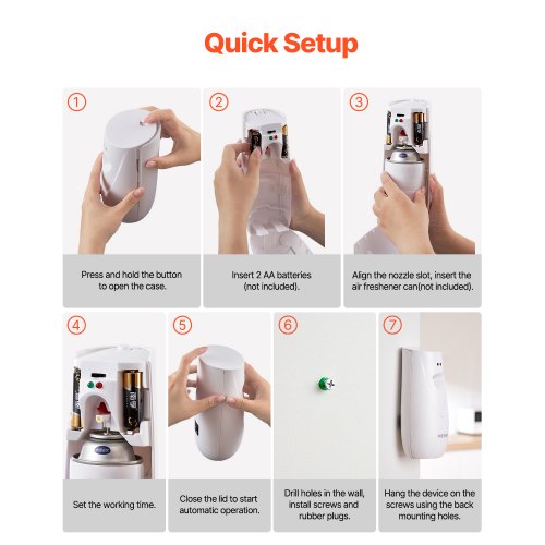 Automatic Air Freshener Spray Dispenser 4Pack Wall Mounted or Free