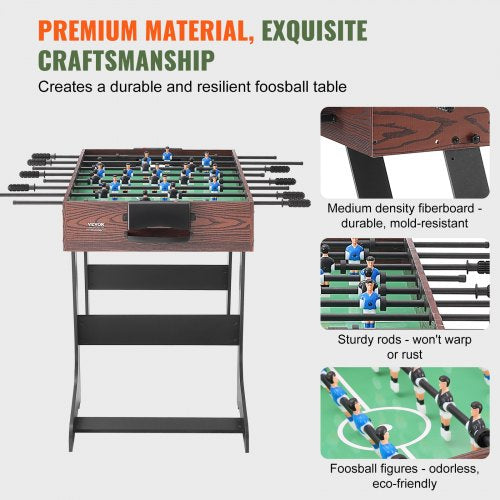 Folding Foosball Table 42 inch Standard Size Foosball Table Indoor Full