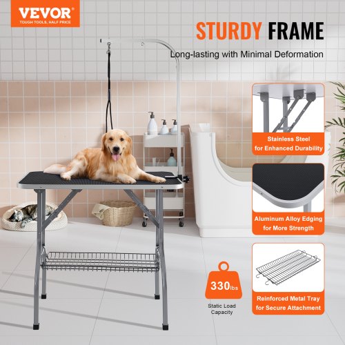 Pet Grooming Table Arm with Clamp 36x24 Dog Grooming Station Foldable