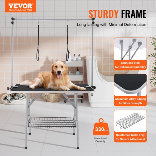 Pet Grooming Table Two Arms with Clamp 46 Dog Grooming Station Foldable
