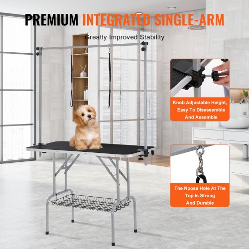 Pet Grooming Table Two Arms with Clamp 46 Dog Grooming Station Foldable