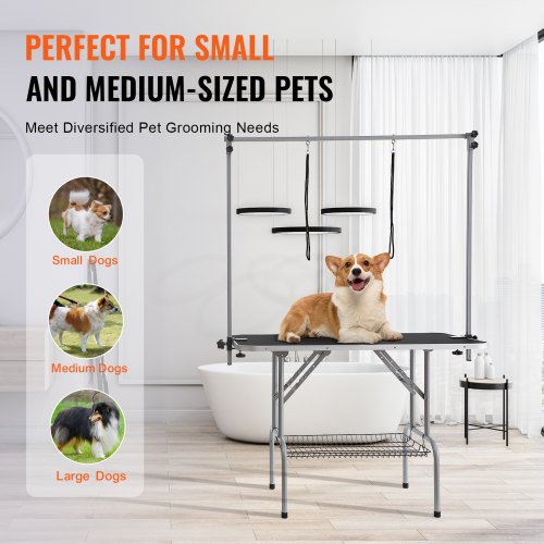 Pet Grooming Table Two Arms with Clamp 46 Dog Grooming Station Foldable