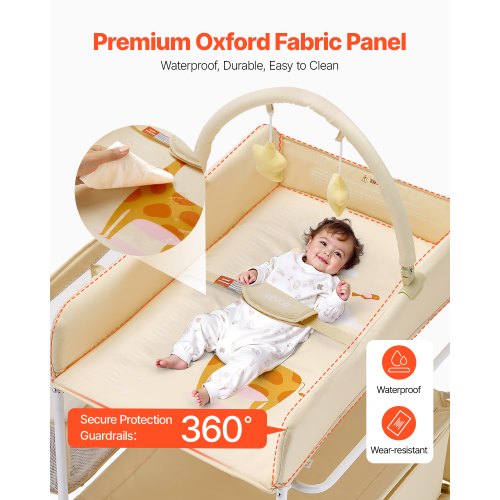 Baby Changing Table Foldable Diaper Change Station with 2 Fabric Drawers