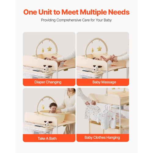 Baby Changing Table Foldable Diaper Change Station with 2 Fabric Drawers