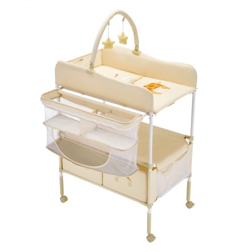 Baby Changing Table Foldable Diaper Change Station with 2 Fabric Drawers