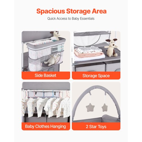 Baby Changing Table Foldable Diaper Change Station with 2 Fabric Drawers