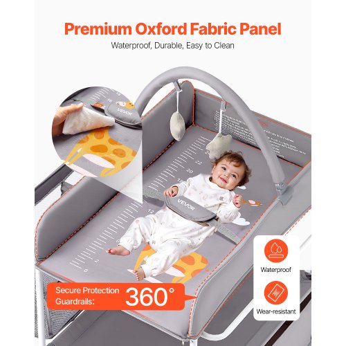 Baby Changing Table Foldable Diaper Change Station with 2 Fabric Drawers