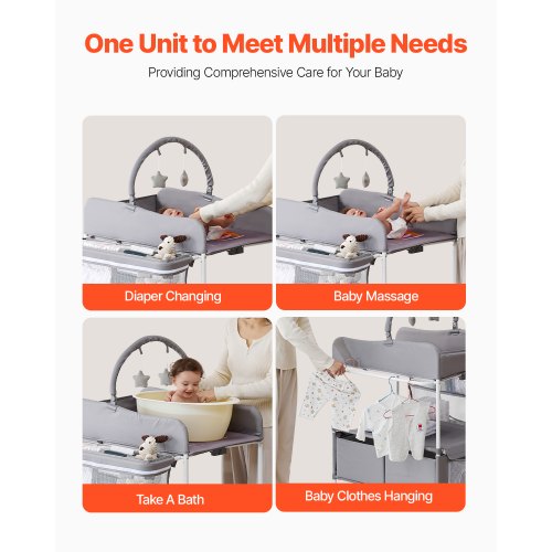 Baby Changing Table Foldable Diaper Change Station with 2 Fabric Drawers