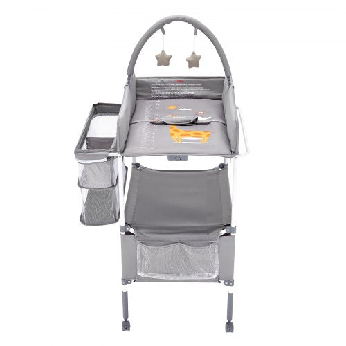 Baby Changing Table Foldable Diaper Change Station with 2 Fabric Drawers